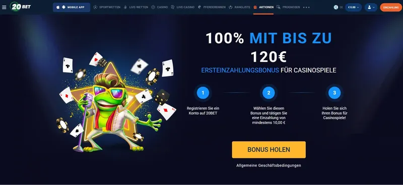 20Bet Casino Bonusseite