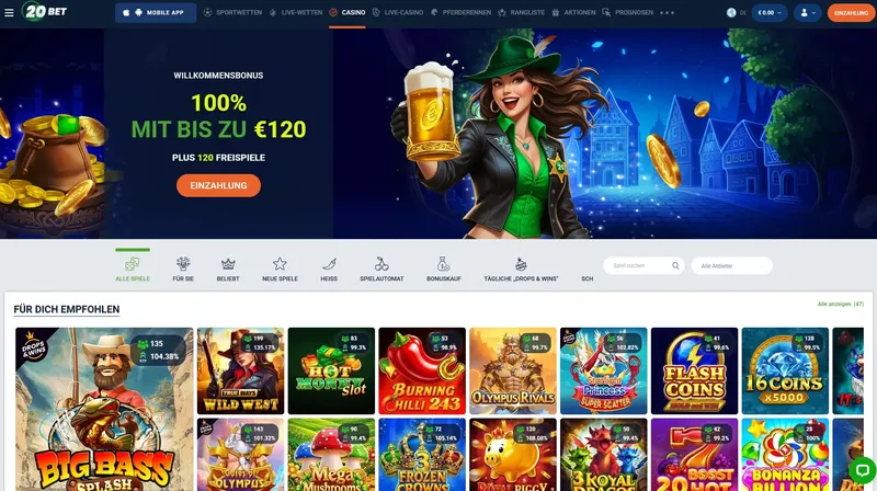 20Bet Casino Spielelobby