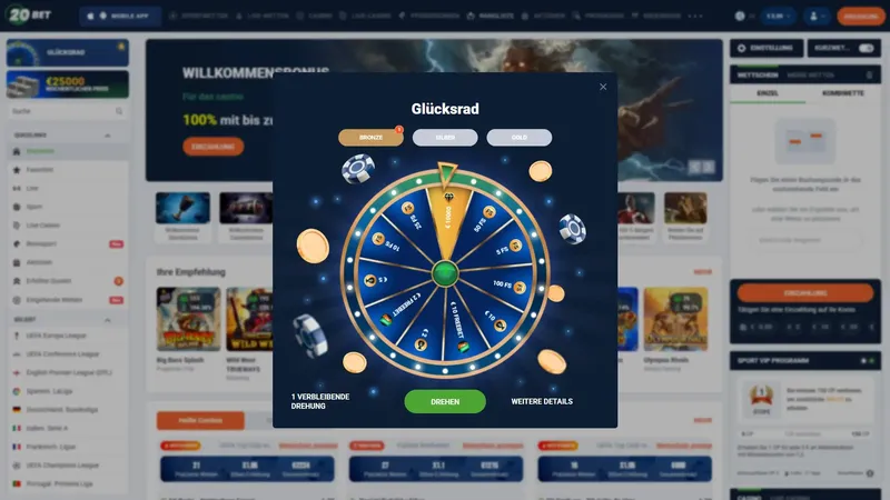 20Bet Casino Gl&uuml;cksrad