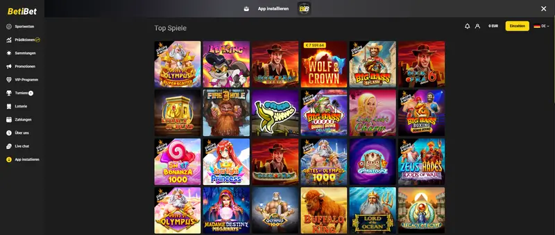 BetiBet Spielelobby