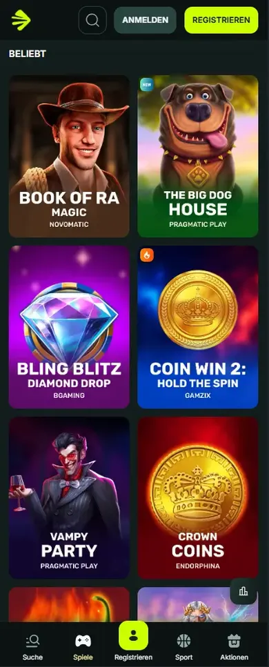 Betnjet Spielelobby mobil