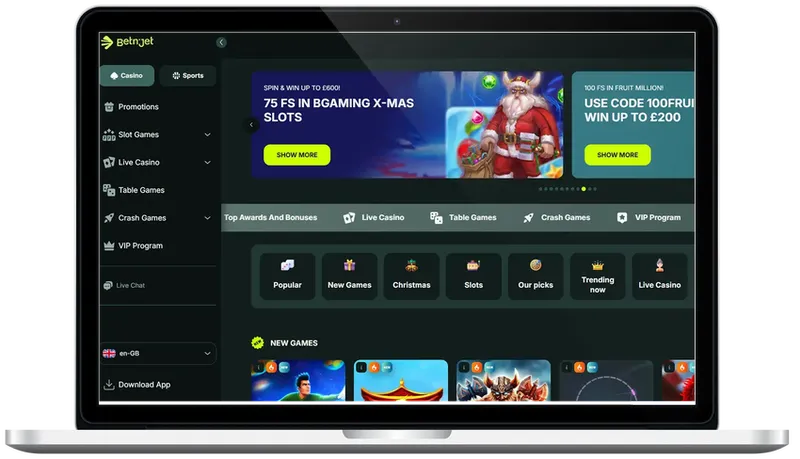 Betnjet Casino Spielauswahl
