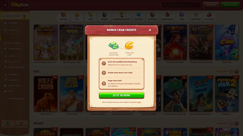 BillyBets Bonus-Aktion