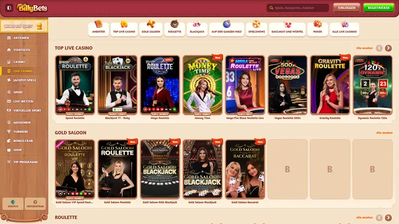 BillyBets Live Casino