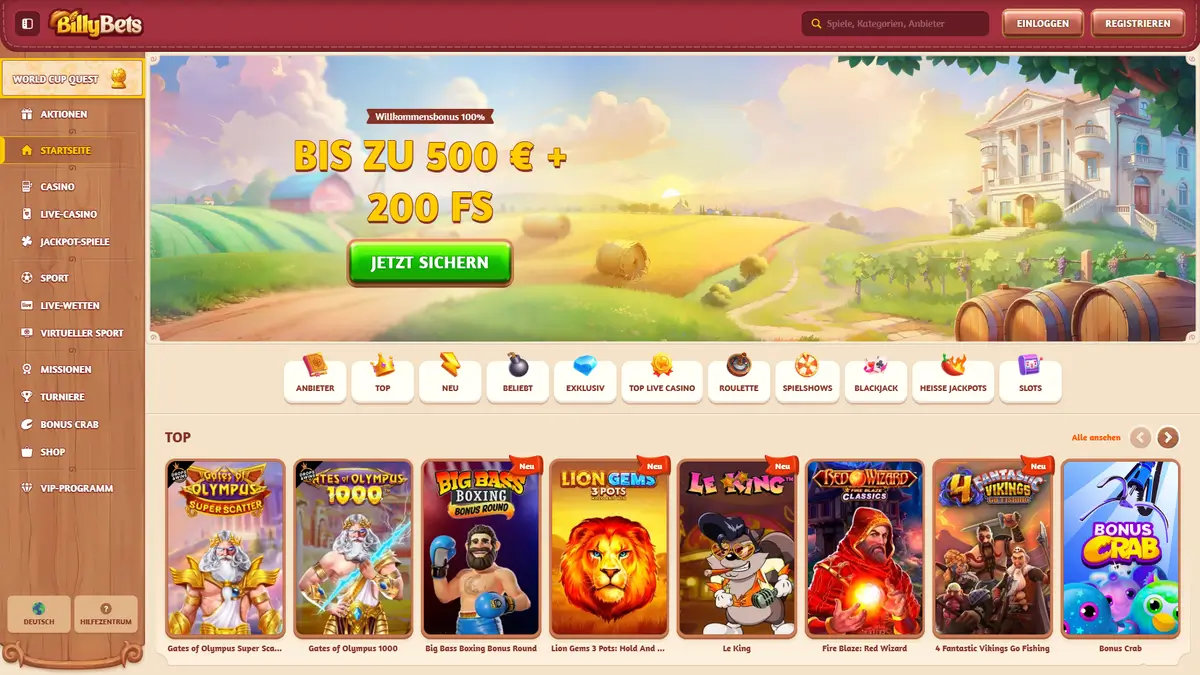 BillyBets Startseite