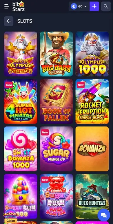 BitStarz Spielelobby mobil