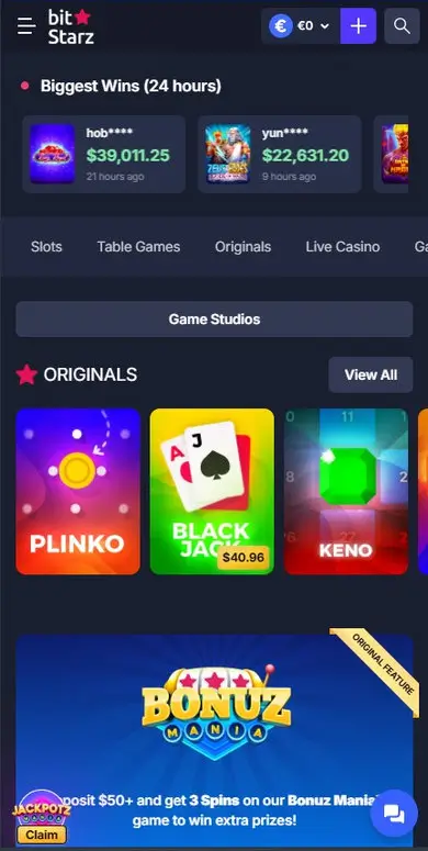 BitStarz auf dem Smartphone