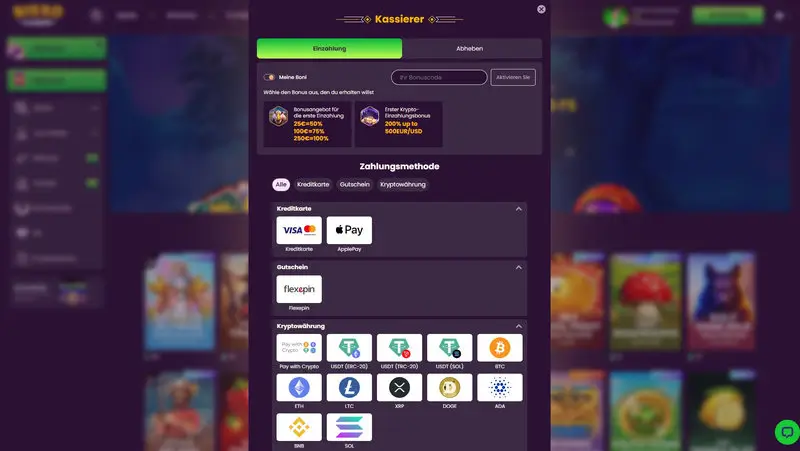 Bizzo Casino Zahlungsmethoden