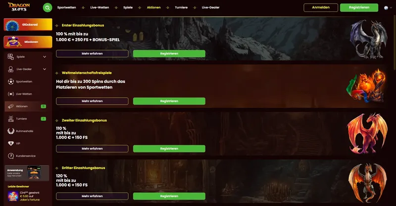 Dragonslots Bonusbereich