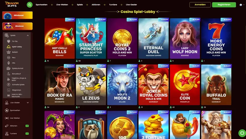 Dragonslots Spielelobby