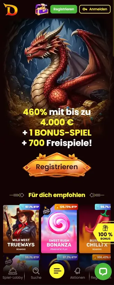 Dragonslots auf dem Smartphone