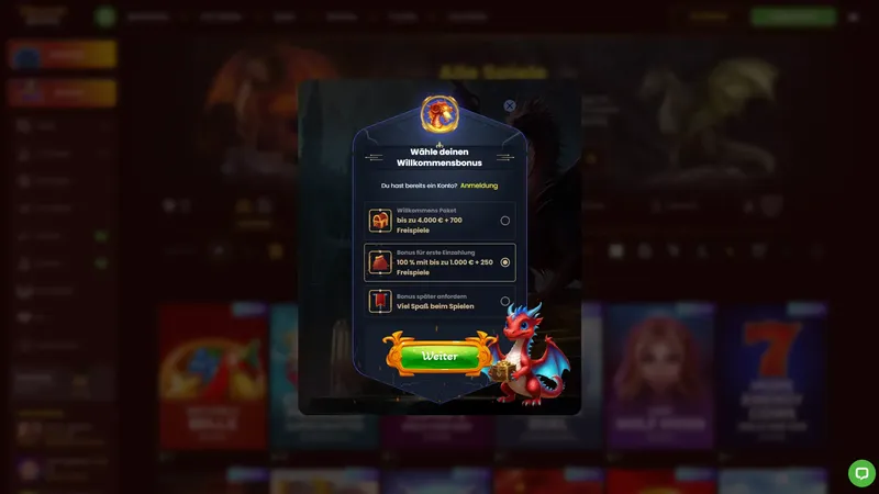 Dragonslots Registrierung
