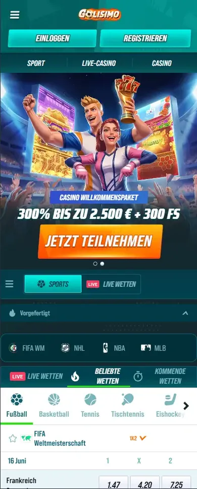 Golisimo auf dem Smartphone