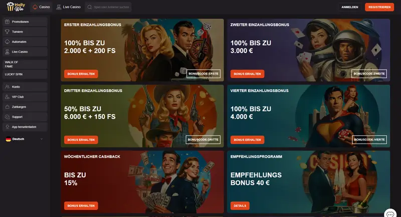 HollyWin Bonusbereich
