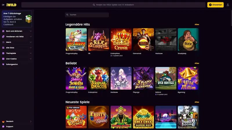 iWild Casino Spielelobby