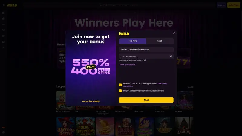 iWild Casino Registrierung