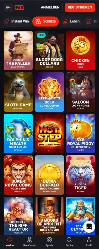 N1Bet Spielelobby mobil