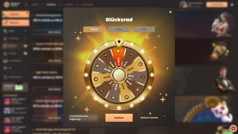 National Casino Gl&uuml;cksrad Bonusfeature