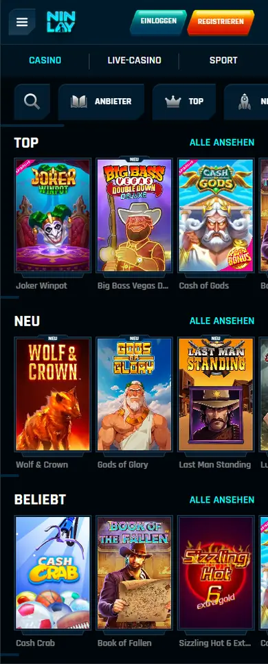 Ninlay Spielelobby mobil