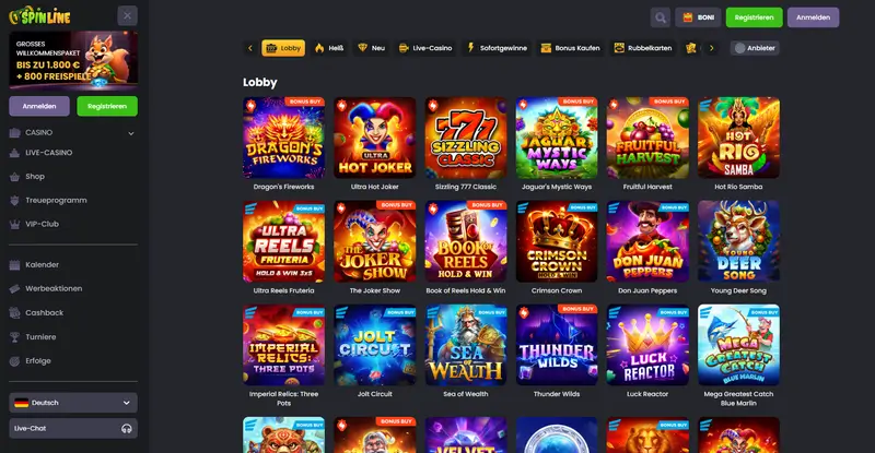 Spinline Spielelobby