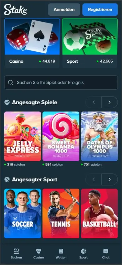 Stake Casino auf dem Smartphone