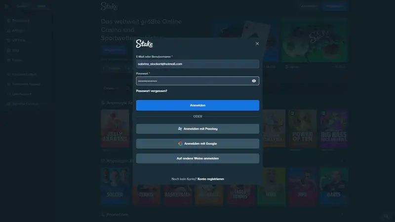 Stake Casino Registrierung