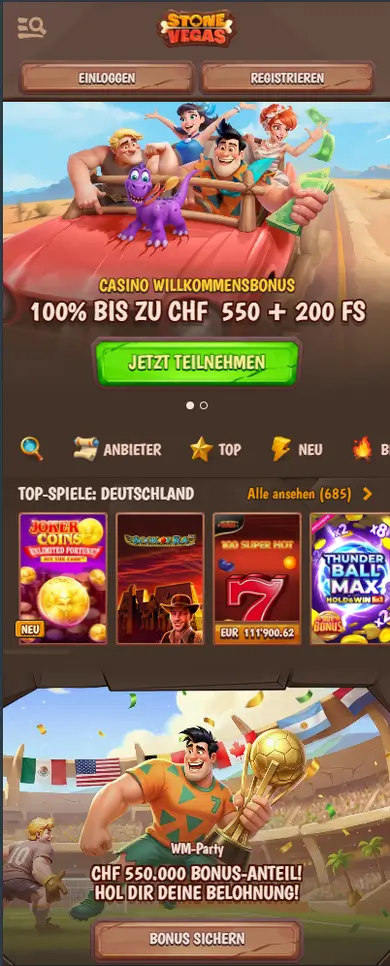 Stonevegas auf dem Smartphone
