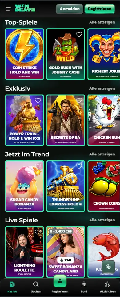 Winbeatz Spielelobby mobil